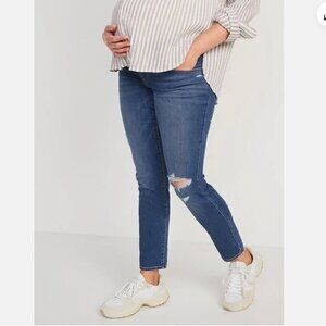Old Navy Maternity Front-Low Panel Distressed Skinny Jean 4S